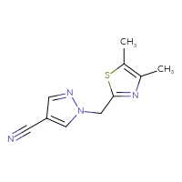 Chemical structure of 1-[(4,5-dimethyl-1,3-thiazol-2-yl)methyl]-1H-pyrazole-4-carbonitrile - CSSB00014652895