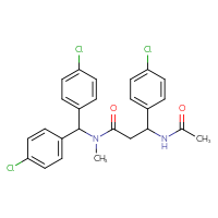 Chemical structure of N-[bis(4-chlorophenyl)methyl]-3-(4-chlorophenyl)-3-acetamido-N-methylpropanamide - CSSS03436542697