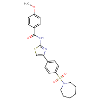 Chemical structure of N-{4-[4-(azepane-1-sulfonyl)phenyl]-1,3-thiazol-2-yl}-4-methoxybenzamide - CSSB00028098760