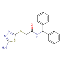 Chemical structure of 2-[(5-amino-1,3,4-thiadiazol-2-yl)sulfanyl]-N-(diphenylmethyl)acetamide - CSSB00020600011