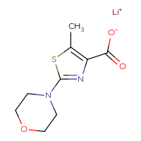 Chemical structure of lithium(1+) 5-methyl-2-(morpholin-4-yl)-1,3-thiazole-4-carboxylate - CSSB20895630549