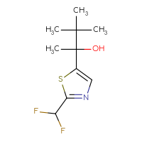 Chemical structure of 2-[2-(difluoromethyl)-1,3-thiazol-5-yl]-3,3-dimethylbutan-2-ol - CSSB14884092278