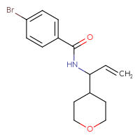 Chemical structure of 4-bromo-N-[1-(oxan-4-yl)prop-2-en-1-yl]benzamide - CSSB01166189951