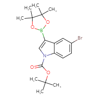 Chemical structure of tert-butyl 5-bromo-3-(4,4,5,5-tetramethyl-1,3,2-dioxaborolan-2-yl)-1H-indole-1-carboxylate - CSSB00010071094