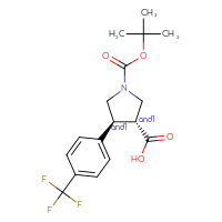 Chemical structure of rac-(3R,4S)-1-[(tert-butoxy)carbonyl]-4-[4-(trifluoromethyl)phenyl]pyrrolidine-3-carboxylic acid - CSSB00160503187