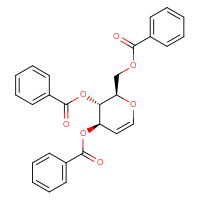 Chemical structure of (2R,3S,4R)-3-(benzoyloxy)-2-[(benzoyloxy)methyl]-3,4-dihydro-2H-pyran-4-yl benzoate - CSSB00103154156