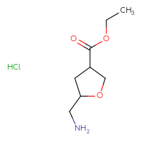 Chemical structure of ethyl 5-(aminomethyl)oxolane-3-carboxylate hydrochloride - CSSB20963520913