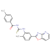 Chemical structure of 1-(2-methyl-5-{[1,3]oxazolo[4,5-b]pyridin-2-yl}phenyl)-3-(4-methylbenzoyl)thiourea - CSSB00121706239