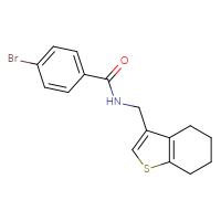 Chemical structure of 4-bromo-N-[(4,5,6,7-tetrahydro-1-benzothiophen-3-yl)methyl]benzamide - CSSB00041064000