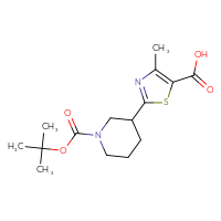 Chemical structure of 2-{1-[(tert-butoxy)carbonyl]piperidin-3-yl}-4-methyl-1,3-thiazole-5-carboxylic acid - CSSB00010274822