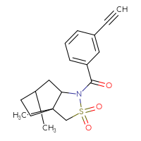 Chemical structure of 4-(3-ethynylbenzoyl)-10,10-dimethyl-3λ⁶-thia-4-azatricyclo[5.2.1.0¹,⁵]decane-3,3-dione - CSSB21531608436