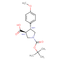 Chemical structure of rac-(3R,4S)-1-[(tert-butoxy)carbonyl]-4-(4-methoxyphenyl)pyrrolidine-3-carboxylic acid - CSSB00052062936
