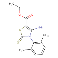 Chemical structure of ethyl 4-amino-3-(2,6-dimethylphenyl)-2-sulfanylidene-2,3-dihydro-1,3-thiazole-5-carboxylate - CSSB00020599472