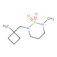 Chemical structure of 2-methyl-6-[(1-methylcyclobutyl)methyl]-1λ⁶,2,6-thiadiazinane-1,1-dione - CSMB00066666870