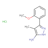 Chemical structure of 3-(2-methoxyphenyl)-4-methyl-1H-pyrazol-5-amine hydrochloride - CSSB00102724060