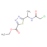 Chemical structure of ethyl 5-[1-(2-chloroacetamido)ethyl]-1,3,4-thiadiazole-2-carboxylate - CSSB02488046427