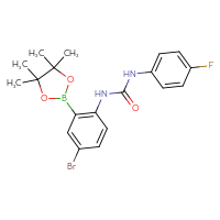 Chemical structure of 3-[4-bromo-2-(4,4,5,5-tetramethyl-1,3,2-dioxaborolan-2-yl)phenyl]-1-(4-fluorophenyl)urea - CSSB21332078642