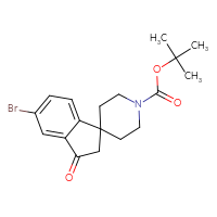 Chemical structure of tert-butyl 5-bromo-3-oxo-2,3-dihydrospiro[indene-1,4'-piperidine]-1'-carboxylate - CSSB00010062896