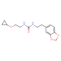 Chemical structure of 1-[2-(2H-1,3-benzodioxol-5-yl)ethyl]-3-(2-cyclopropoxyethyl)urea - CSSB01031344151