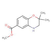 Chemical structure of methyl 2,2-dimethyl-3,4-dihydro-2H-1,4-benzoxazine-6-carboxylate - CSSB00010968864