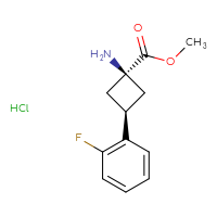 Chemical structure of methyl (1s,3s)-1-amino-3-(2-fluorophenyl)cyclobutane-1-carboxylate hydrochloride - CSSB14873766894