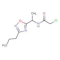 Chemical structure of 2-chloro-N-[1-(3-propyl-1,2,4-oxadiazol-5-yl)ethyl]acetamide - CSSB03548441786