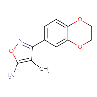 Chemical structure of 3-(2,3-dihydro-1,4-benzodioxin-6-yl)-4-methyl-1,2-oxazol-5-amine - CSSB00000768364