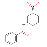 Chemical structure of (1R,3S)-3-(2-oxo-2-phenylethyl)cyclohexane-1-carboxylic acid - CSSB00025763855
