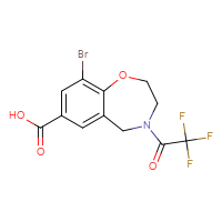 Chemical structure of 9-bromo-4-(2,2,2-trifluoroacetyl)-2,3,4,5-tetrahydro-1,4-benzoxazepine-7-carboxylic acid - CSSB03496571659