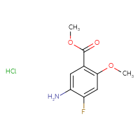 Chemical structure of methyl 5-amino-4-fluoro-2-methoxybenzoate hydrochloride - CSSB21474900400