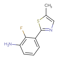 Chemical structure of 2-fluoro-3-(5-methyl-1,3-thiazol-2-yl)aniline - CSSB00118807833