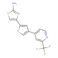 Chemical structure of 4-{4-[2-(trifluoromethyl)pyridin-4-yl]thiophen-2-yl}-1,3-thiazol-2-amine - CSSB15292105163