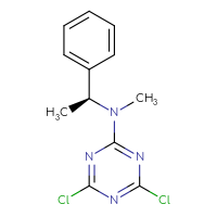Chemical structure of 4,6-dichloro-N-methyl-N-[(1S)-1-phenylethyl]-1,3,5-triazin-2-amine - CSSB21332062323
