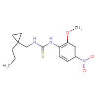 Chemical structure of 1-(2-methoxy-4-nitrophenyl)-3-[(1-propylcyclopropyl)methyl]thiourea - CSSB21432495268
