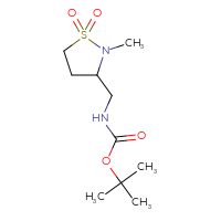 Chemical structure of tert-butyl N-[(2-methyl-1,1-dioxo-1λ⁶,2-thiazolidin-3-yl)methyl]carbamate - CSSB00117276913