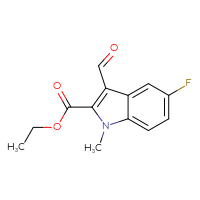 Chemical structure of ethyl 5-fluoro-3-formyl-1-methyl-1H-indole-2-carboxylate - CSSB00102836497