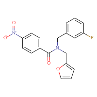 Chemical structure of N-[(3-fluorophenyl)methyl]-N-[(furan-2-yl)methyl]-4-nitrobenzamide - CSSB00027455846