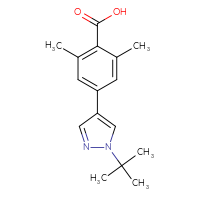 Chemical structure of 4-(1-tert-butyl-1H-pyrazol-4-yl)-2,6-dimethylbenzoic acid - CSSB03875557565