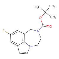 Chemical structure of tert-butyl 6-fluoro-1,10-diazatricyclo[6.4.1.0⁴,¹³]trideca-2,4,6,8(13)-tetraene-10-carboxylate - CSSB00010114879