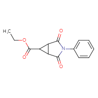 Chemical structure of ethyl 2,4-dioxo-3-phenyl-3-azabicyclo[3.1.0]hexane-6-carboxylate - CSSB00025726984