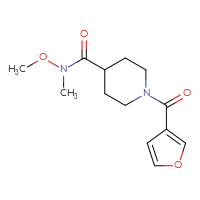 Chemical structure of 1-(furan-3-carbonyl)-N-methoxy-N-methylpiperidine-4-carboxamide - CSSB00103884829
