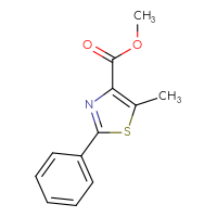 Chemical structure of methyl 5-methyl-2-phenyl-1,3-thiazole-4-carboxylate - CSSB00013009681