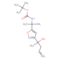Chemical structure of tert-butyl N-{2-[3-(2-hydroxypent-4-en-2-yl)-1,2-oxazol-5-yl]propan-2-yl}carbamate - CSSB21246291044