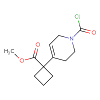 Chemical structure of methyl 1-[1-(carbonochloridoyl)-1,2,3,6-tetrahydropyridin-4-yl]cyclobutane-1-carboxylate - CSSB21224772434