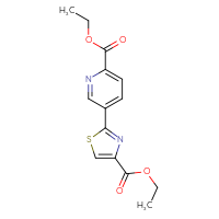 Chemical structure of ethyl 5-[4-(ethoxycarbonyl)-1,3-thiazol-2-yl]pyridine-2-carboxylate - CSSB06580756584
