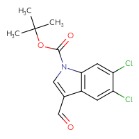 Chemical structure of tert-butyl 5,6-dichloro-3-formyl-1H-indole-1-carboxylate - CSSB21332154600