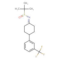 Chemical structure of (R)-2-methyl-N-{4-[3-(trifluoromethyl)phenyl]cyclohexylidene}propane-2-sulfinamide - CSSB21414469921