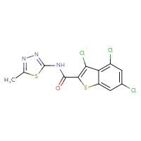 Chemical structure of 3,4,6-trichloro-N-(5-methyl-1,3,4-thiadiazol-2-yl)-1-benzothiophene-2-carboxamide - CSSB00026362592