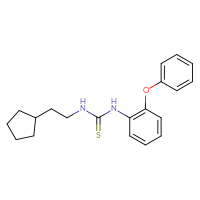 Chemical structure of 3-(2-cyclopentylethyl)-1-(2-phenoxyphenyl)thiourea - CSSB21432494388