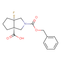 Chemical structure of (3aR,6aS)-2-[(benzyloxy)carbonyl]-6a-fluoro-octahydrocyclopenta[c]pyrrole-3a-carboxylic acid - CSSB02126259536